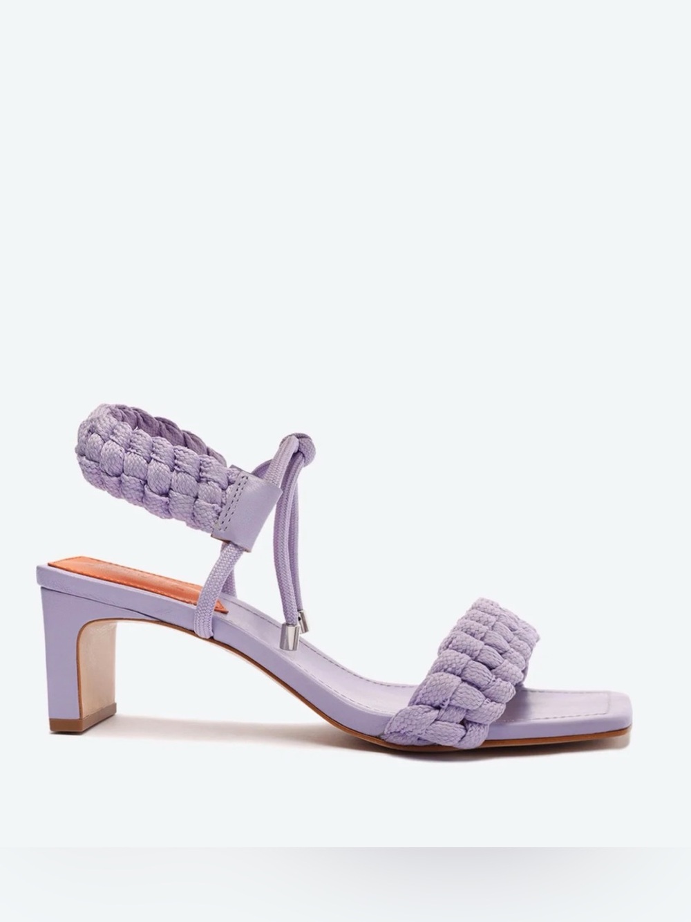 SCHUTZ LILAC LEATHER BRAIDED BLAIR MID-HEEL SANDALS SIZE 8
